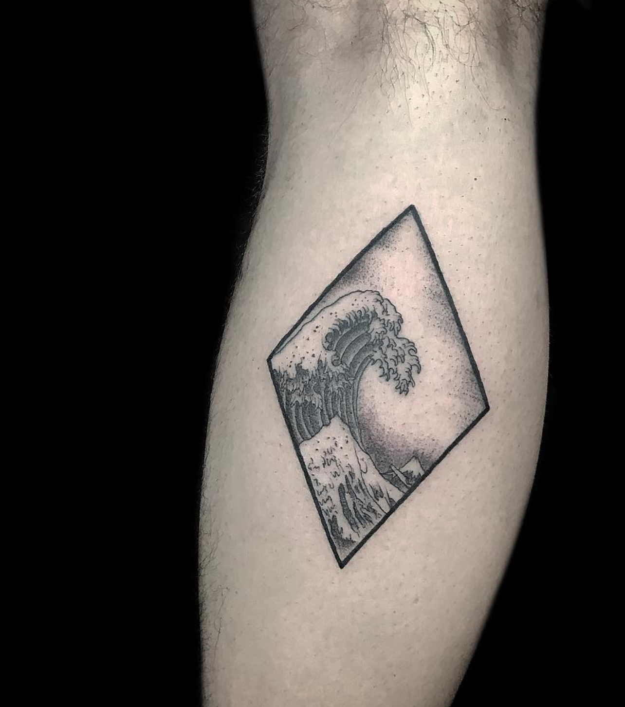 Fine line wave tattoo